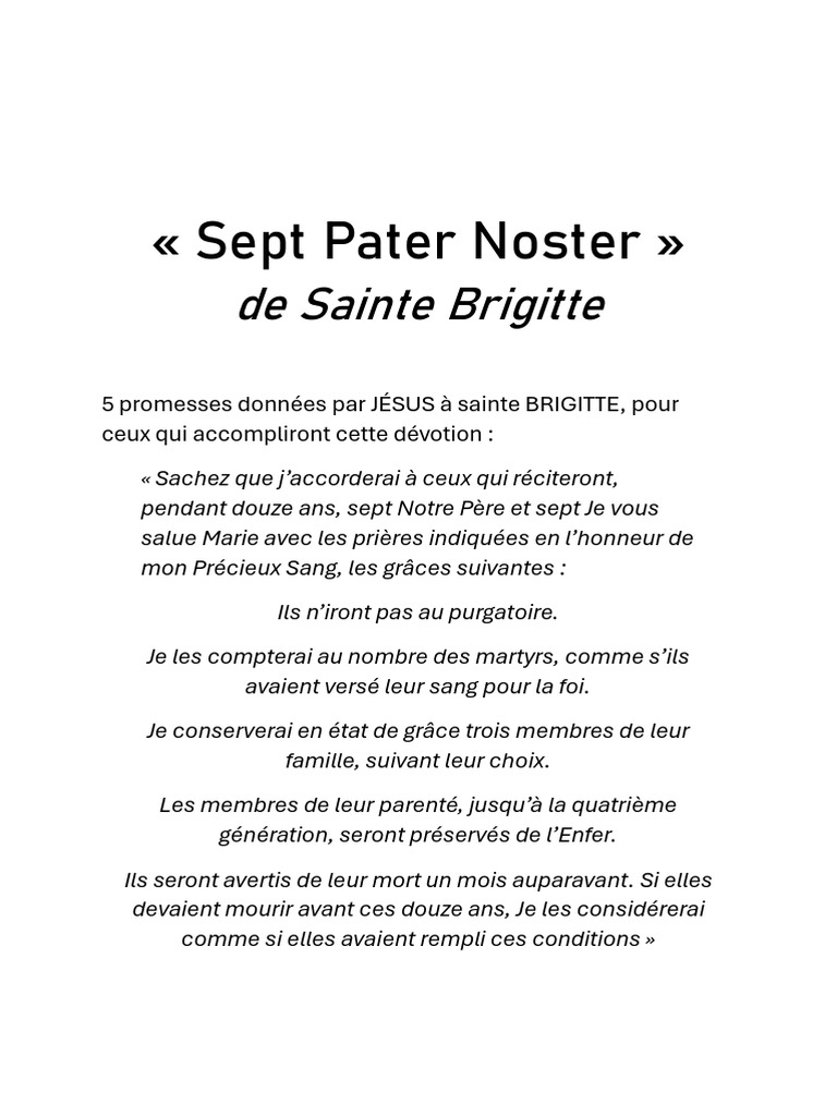 Sept Pater Noster de Sainte Brigitte | PDF