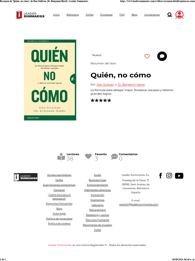 Resumen de 'Quién, No Cómo', de Dan Sullivan, Dr. Benjamin Hardy ...