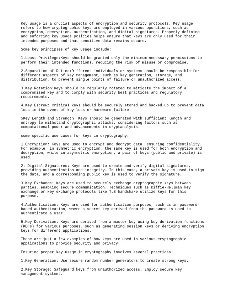 Key Usage in Cryptography | PDF | Key (Cryptography) | Encryption