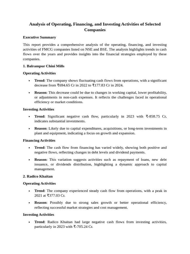 Analysis of Cashflow | PDF