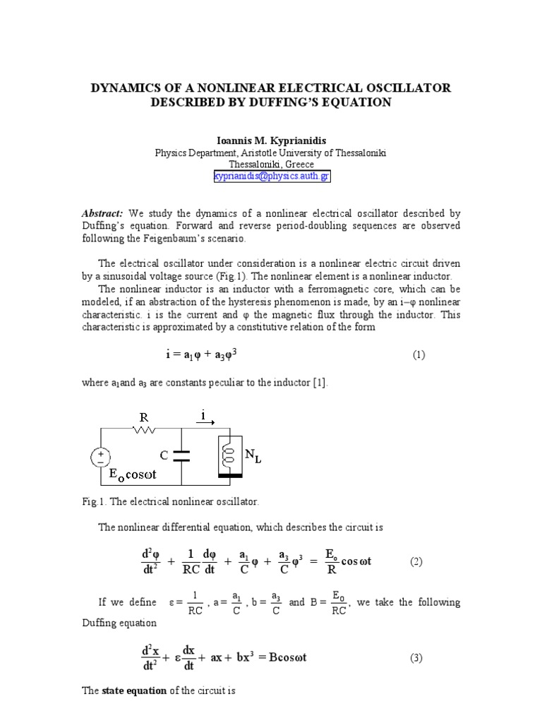 Dynamics of Duffing Oscillator Circuit | PDF | Chaos Theory | Dynamical ...