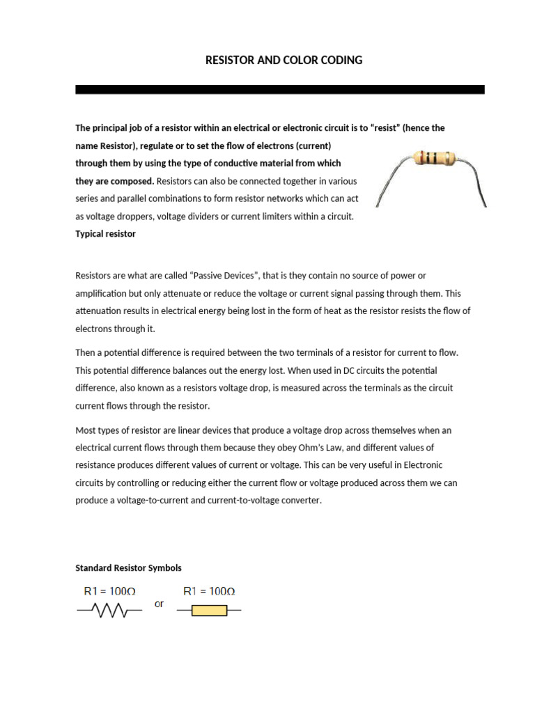 Chapter 4 - Resistor and Color Coding | PDF