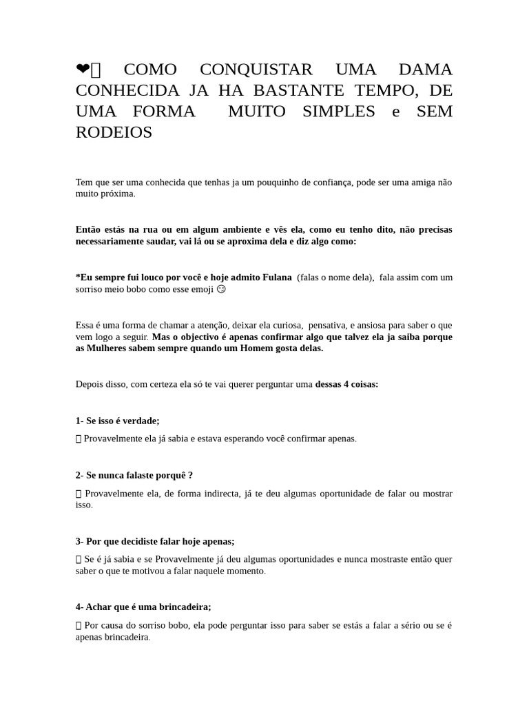 ? Como Conquistar Uma Dama Conhecida Ja Ha Bastante Tempo | PDF | Autoajuda