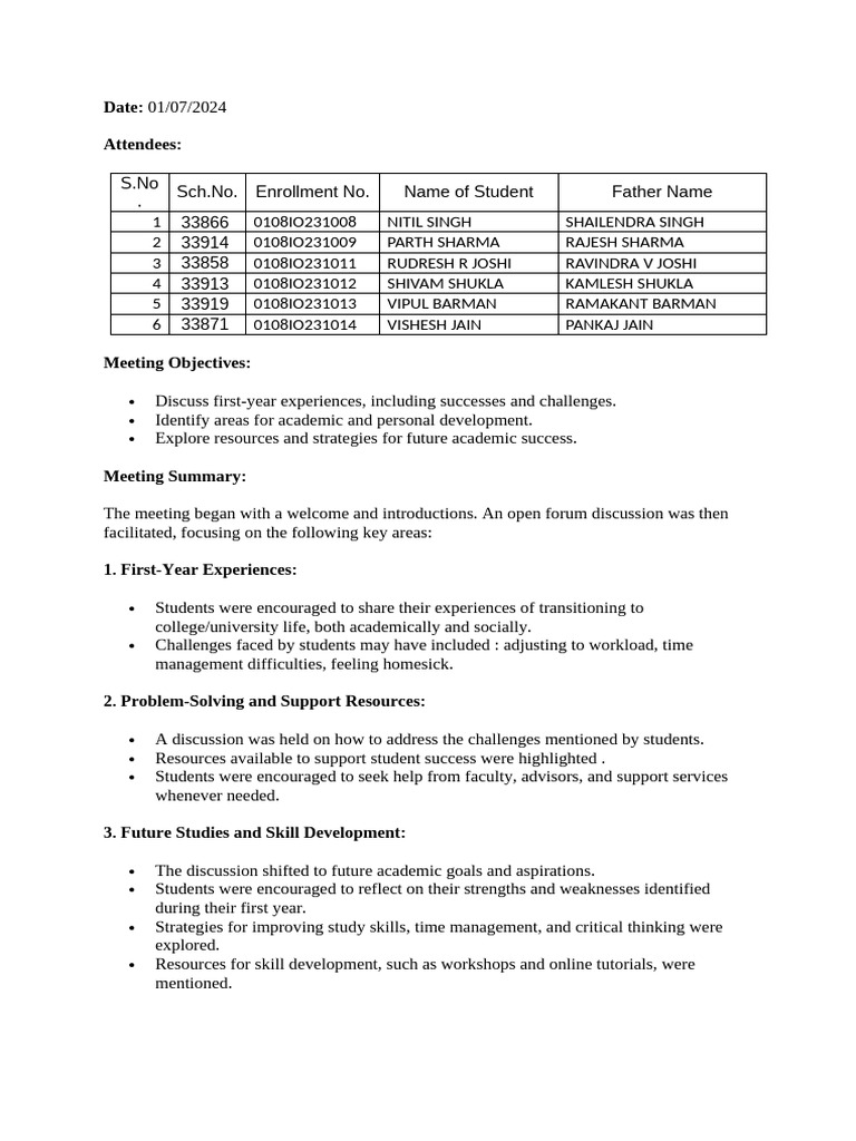 Mentor Mentee Meeting | PDF