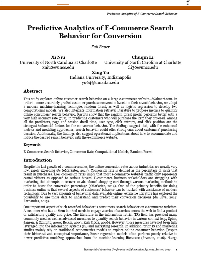 Predictive Analytics of E-Commerce Search | PDF
