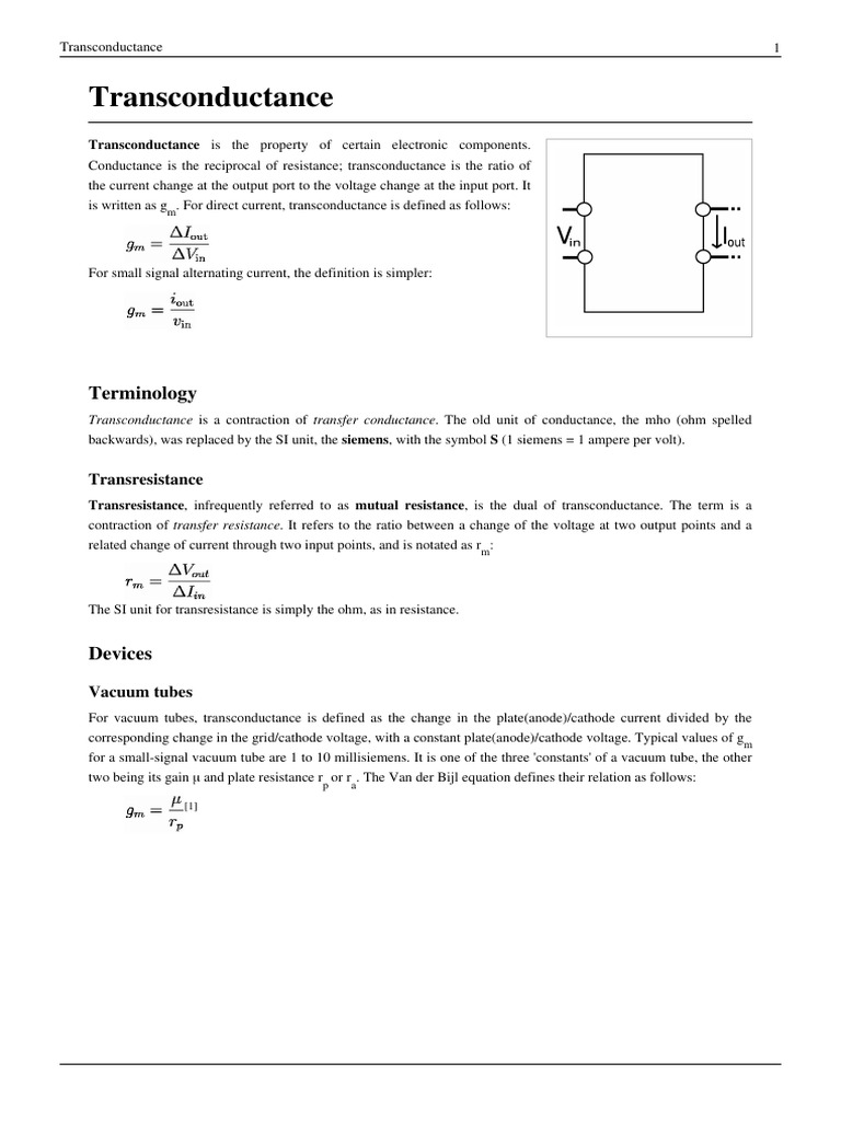 Transconductance | PDF | Amplifier | Electromagnetism