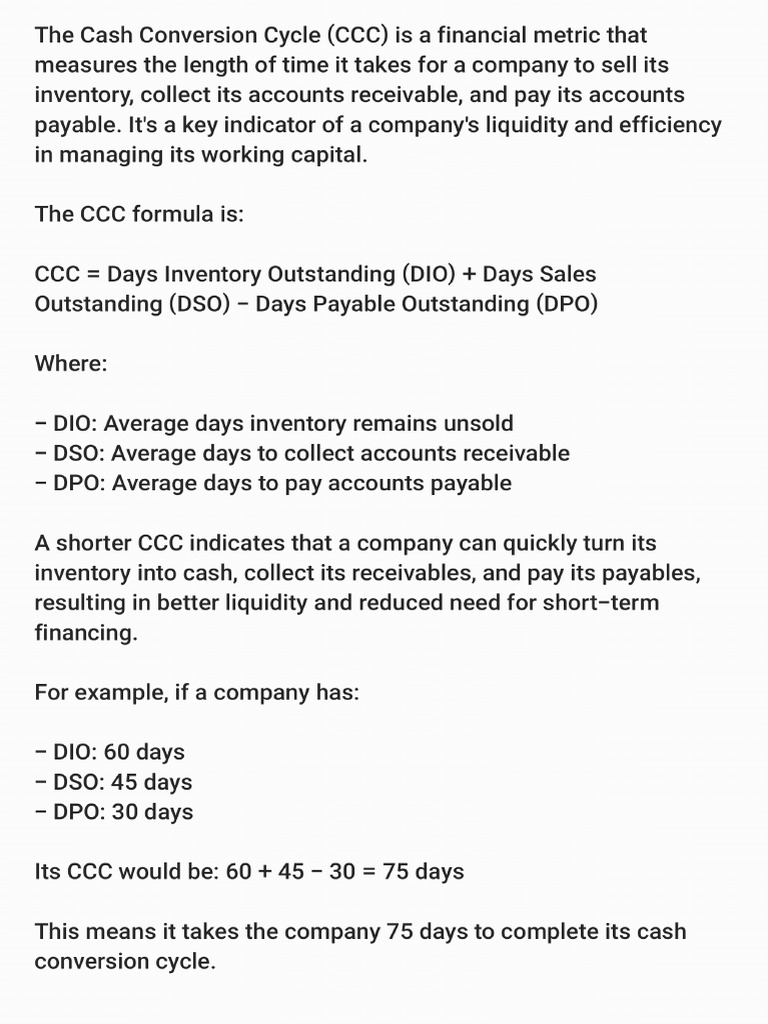 Notes Cash Conversion Cycle Pdf
