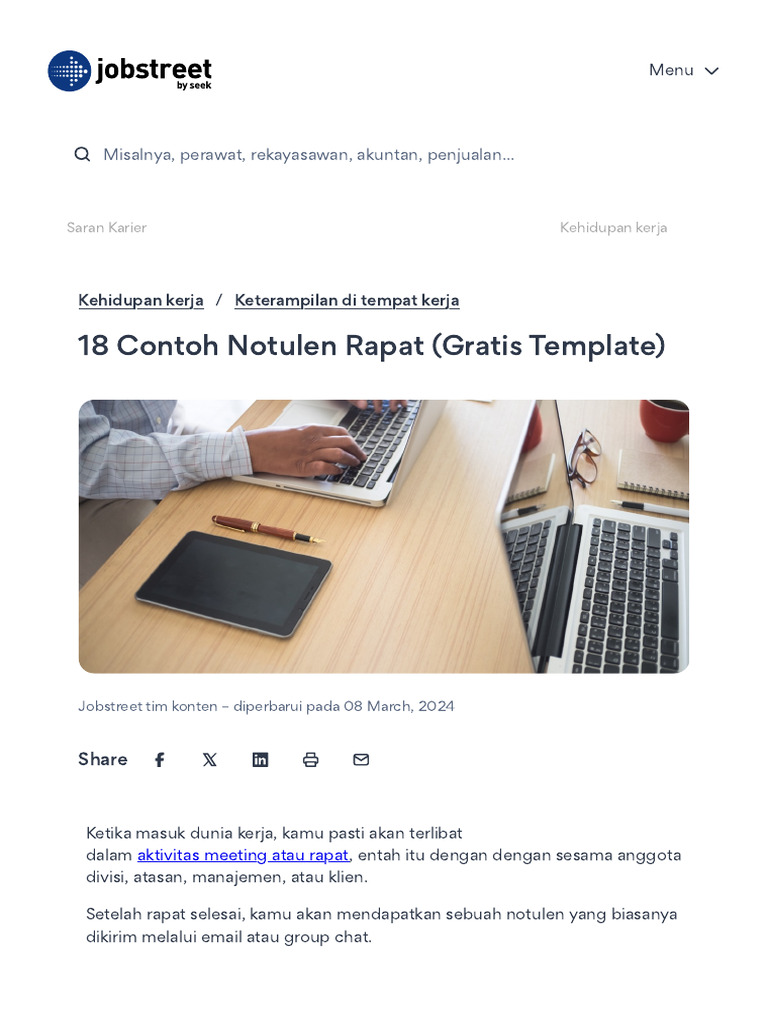 18 Contoh Notulen Rapat (Gratis Template) - JobStreet Indonesia | PDF