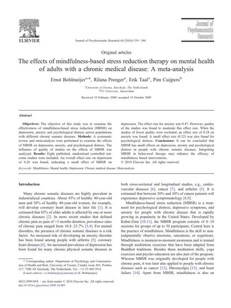 The Effects of Mindfulness-Based Stress Reduction Therapy On Mental ...