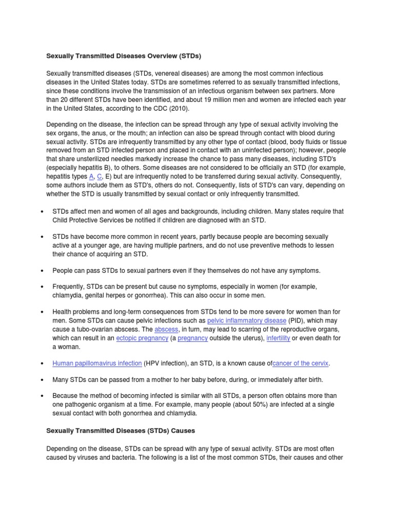 STDs Overview: Causes, Symptoms & Treatments | PDF | Sexually ...