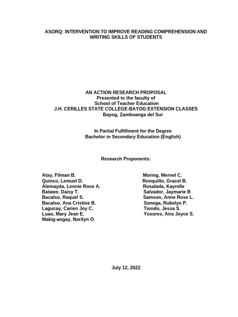 Group 2 - Action Research - FINAL - 121955 | PDF | Reading ...