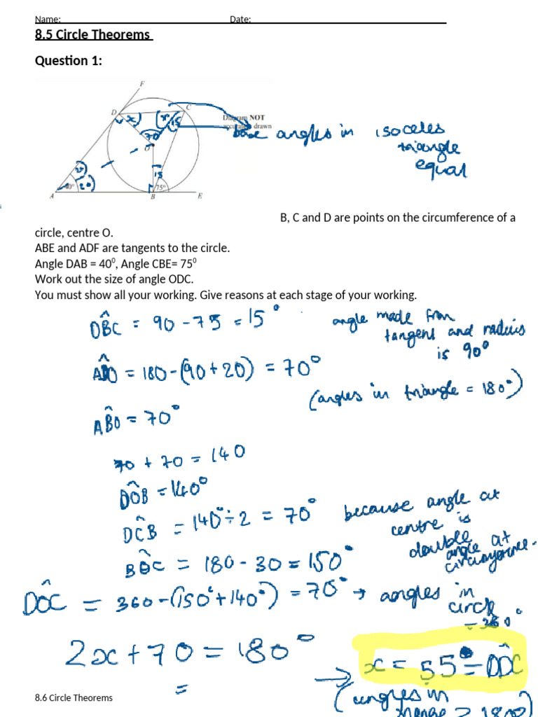 8.5 Circle Theorems NEW 2 | PDF