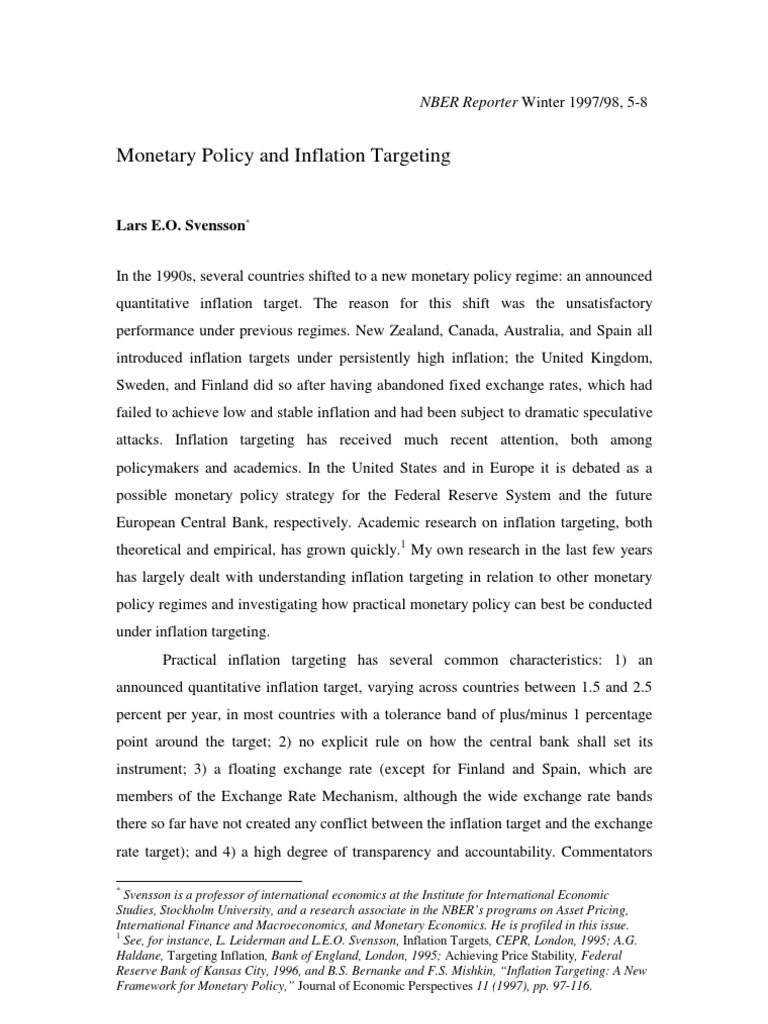 Inflation Targeting and Monetary Policy | PDF | Inflation Targeting ...