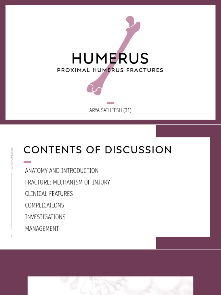 Proximal Humerus Fractures Overview | PDF | Shoulder | Arm