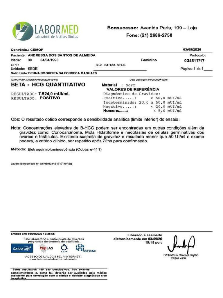 Exame de Gravidez | PDF