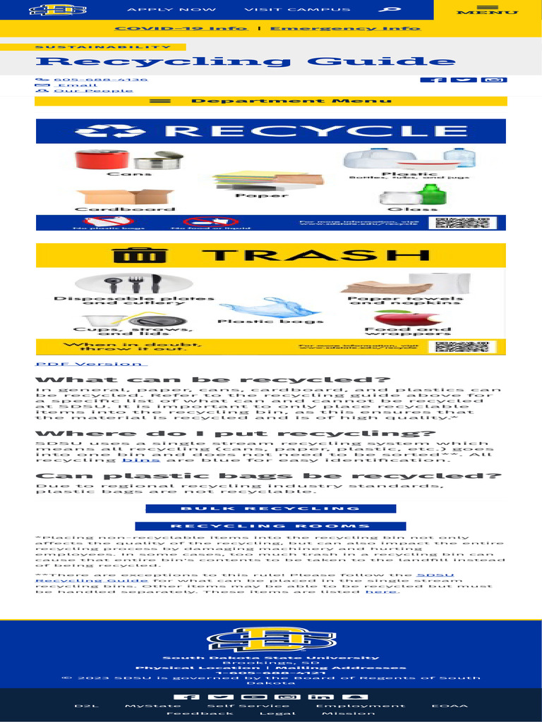 Recycling Guide South Dakota State University | PDF