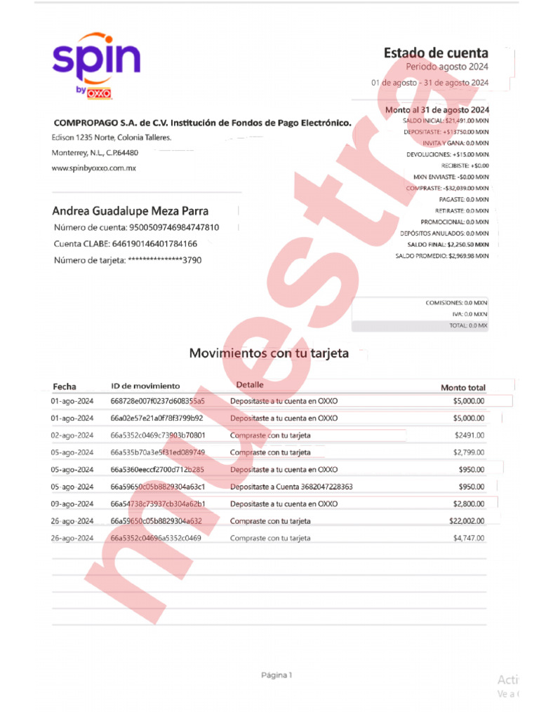 ESTADO DE CUENTA OXXO | PDF