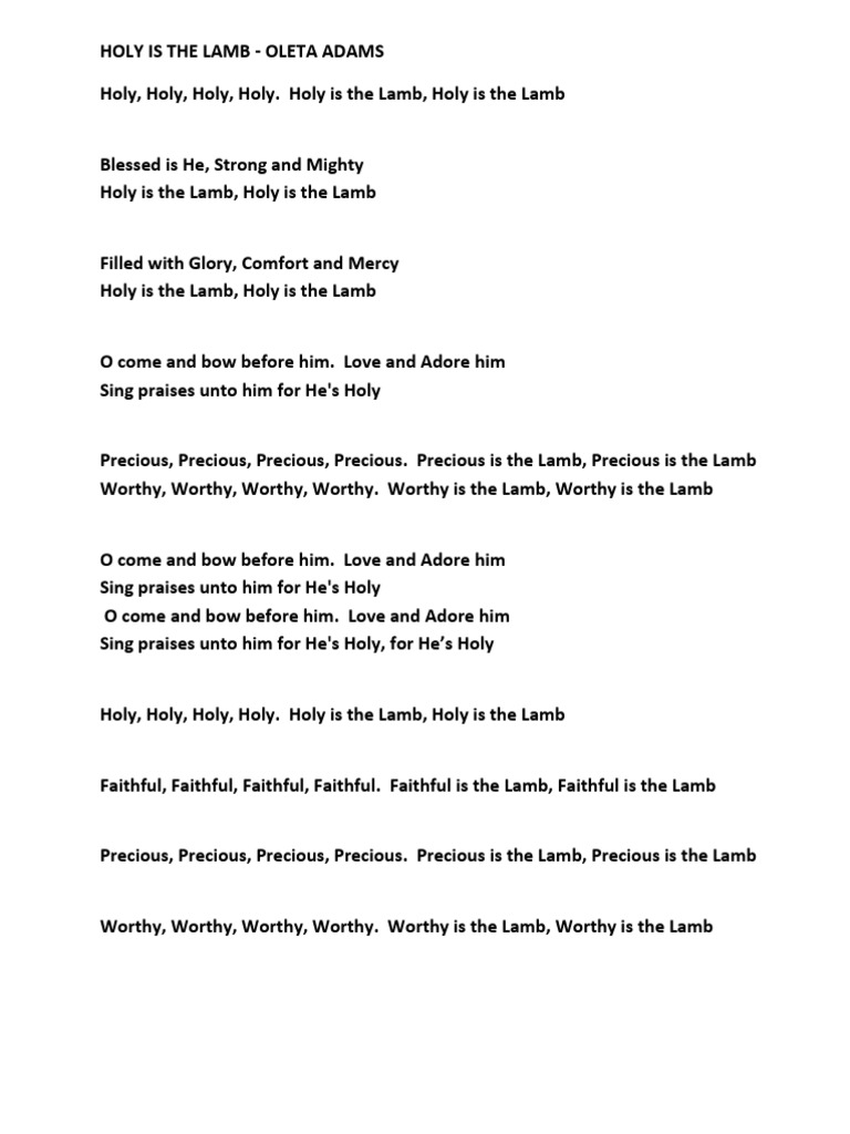 Holy Is The Lamb | PDF