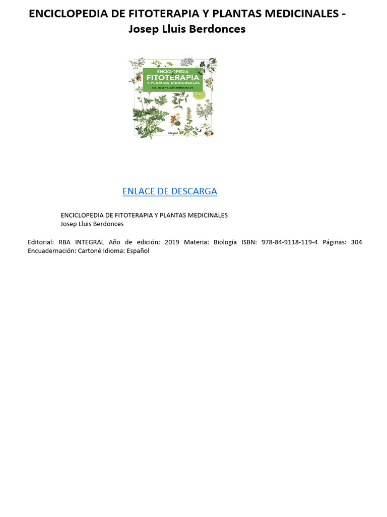 ENCICLOPEDIA DE FITOTERAPIA Y PLANTAS MEDICINALES - Josep Lluis ...