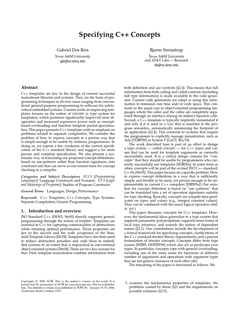 Specifying C++ Concepts | PDF