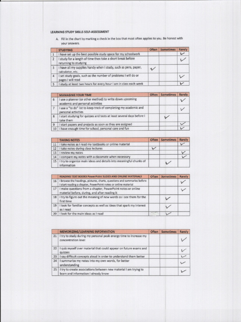 1 Study Skills Assesment Pdf