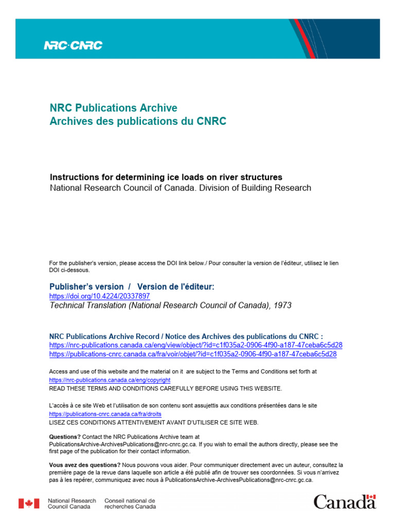 Instructions For Determining Ice Loads On River Structures | PDF ...