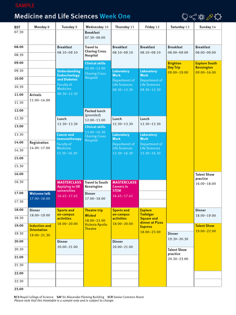 SAMPLE GSS Timetable Medicine | PDF