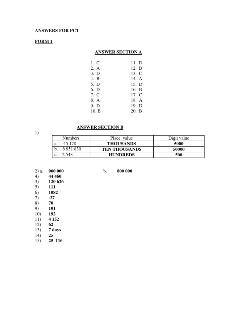 PCT Practice Test Answers | PDF | Technology & Engineering