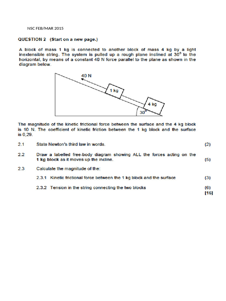 Newton's Laws Past Paper Questions | PDF