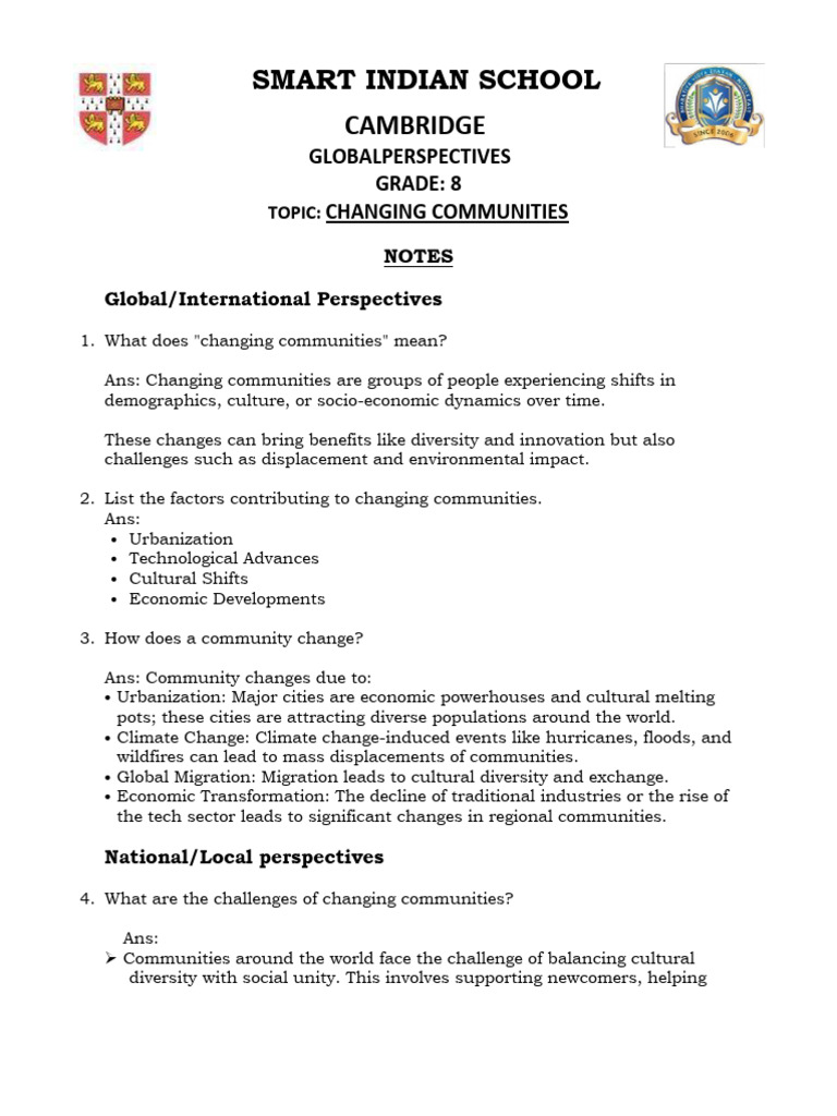 Changing Communities - Note | PDF
