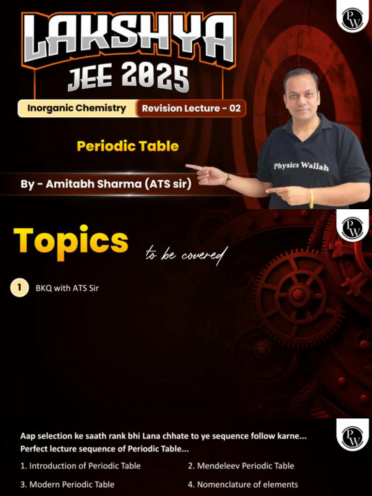 Periodic Table 02 - Class Notes - Lakshya JEE 2025 | PDF
