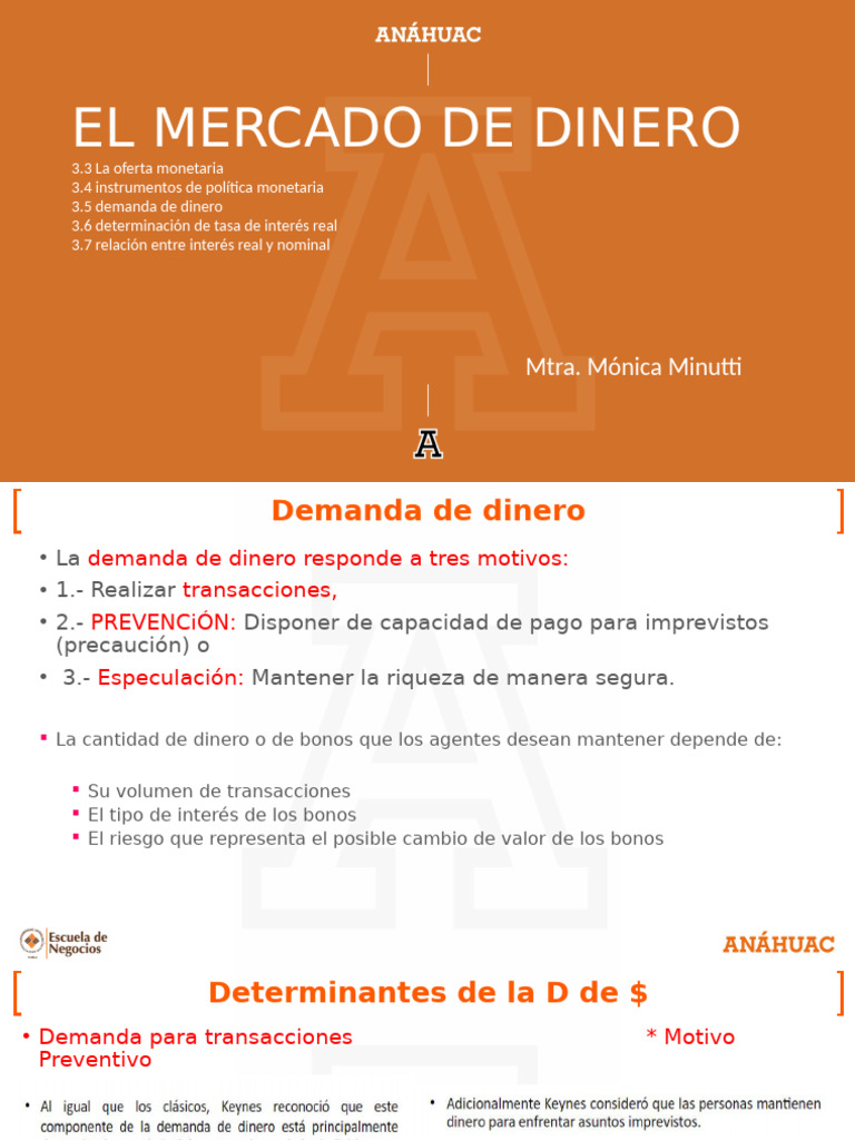 Presentación Mercado de Dinero Oferta y Demanda de Dinero1 | PDF