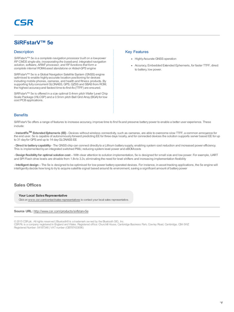 CSR Sirf Star V Datasheet 2013-06-12 | PDF