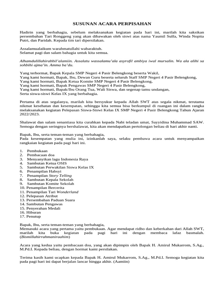 Teks Mc Perpisahan Pdf