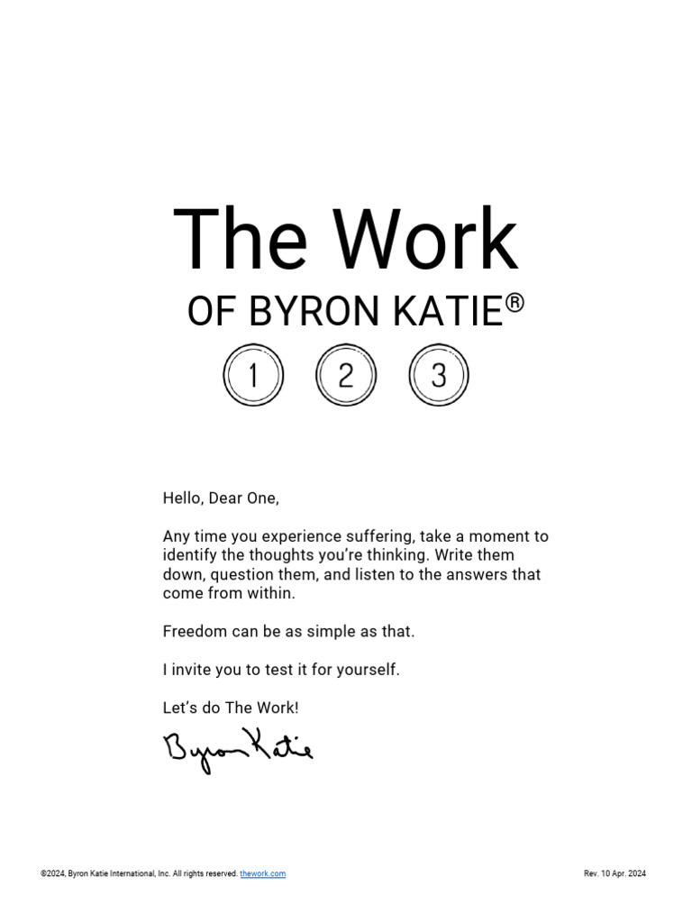 The-Work-of-Byron-Katie-One-Two-Three-v20240410 2 | PDF | Thought