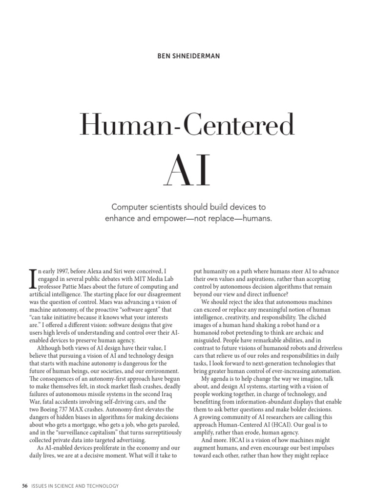 56 61 Shneiderman Human Centered AI Winter 2021 | PDF