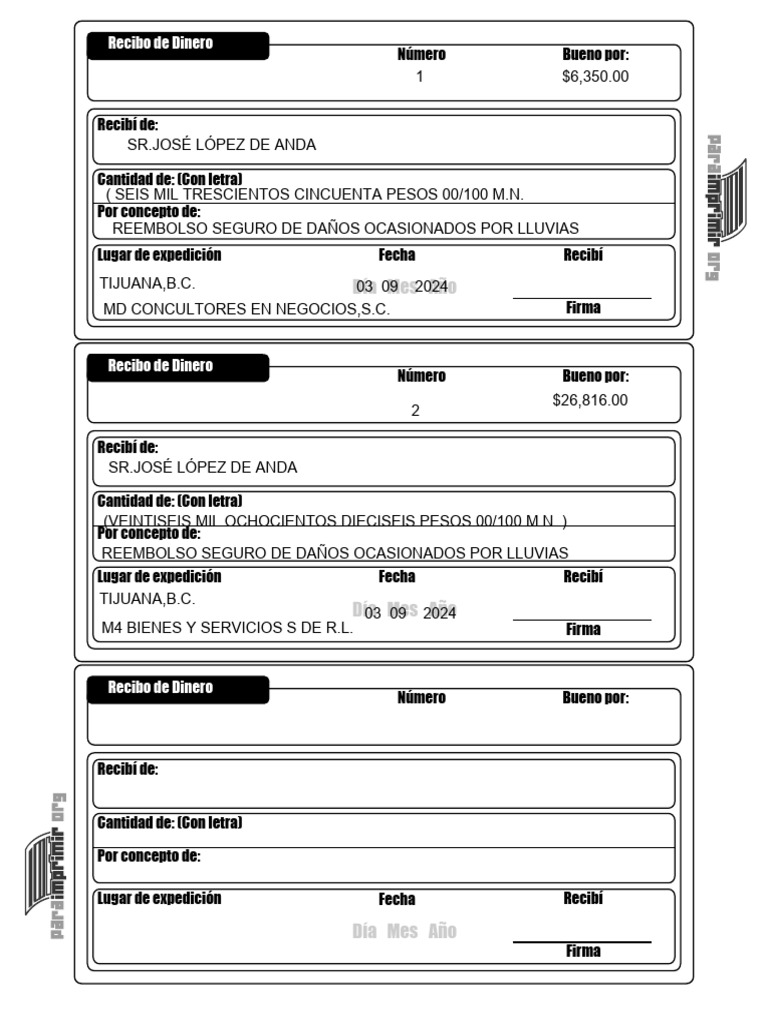 Recibo de Dinero para Imprimir | PDF