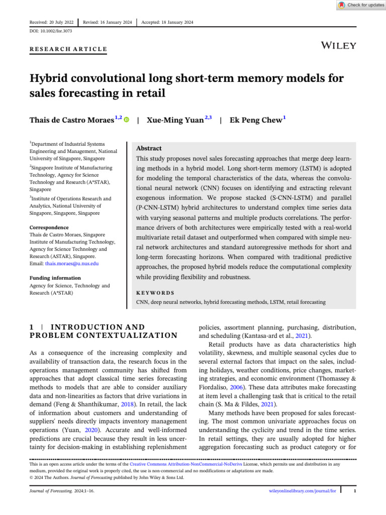 Journal of Forecasting - 2024 - Castro Moraes - Hybrid Convolutional ...