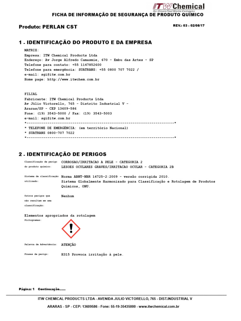 Detergente Industrial Perlan - Perlan CST | PDF