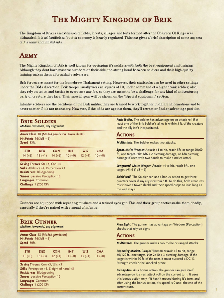 Kingdom of Brik's Army - The Homebrewery | PDF