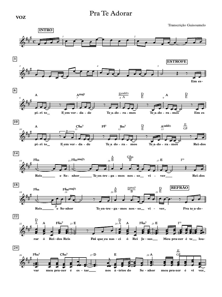 pra te adorar partitura | PDF
