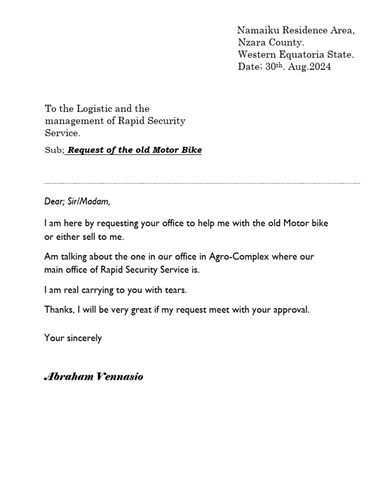 Request of The Motor Bike | PDF