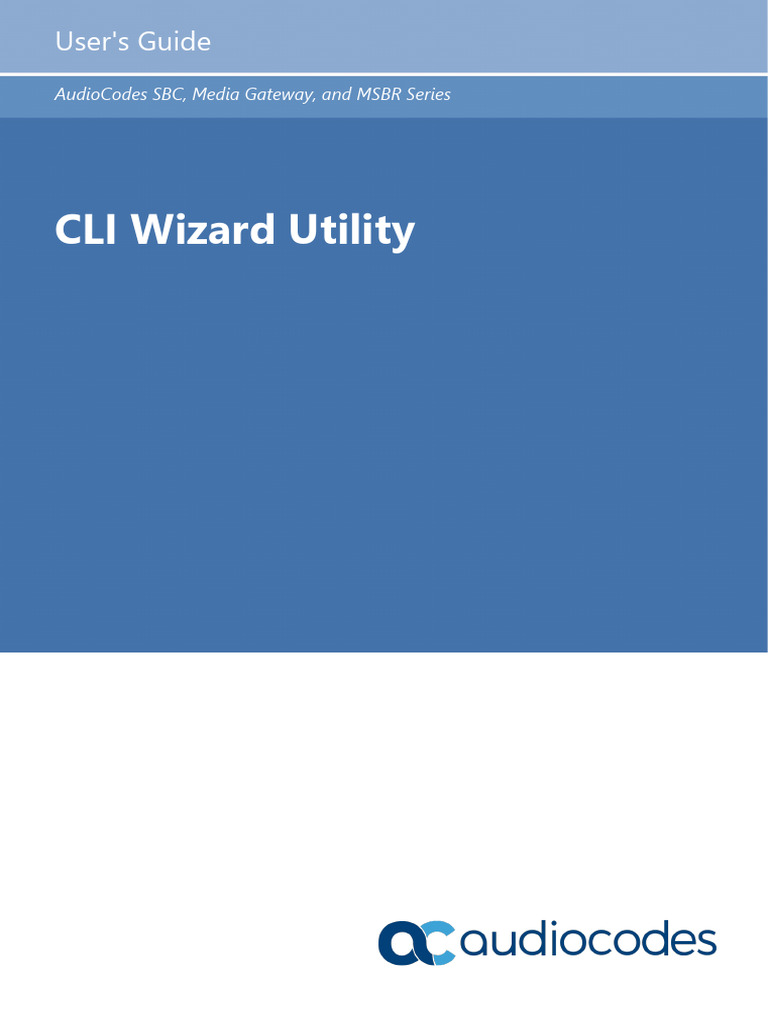 Cli wizard utility users guide pdf
