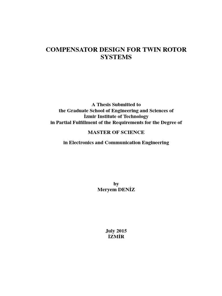 Compensator Design For Twin Rotor Systems | PDF