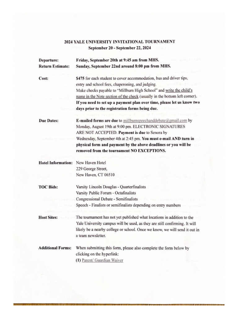 2024 Yale University Invitational Tournament | PDF