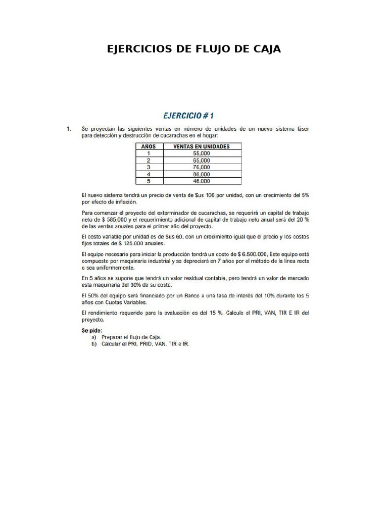 Ejercicios de Flujo de Caja - 094633 | PDF | Depreciación | Finanzas y ...