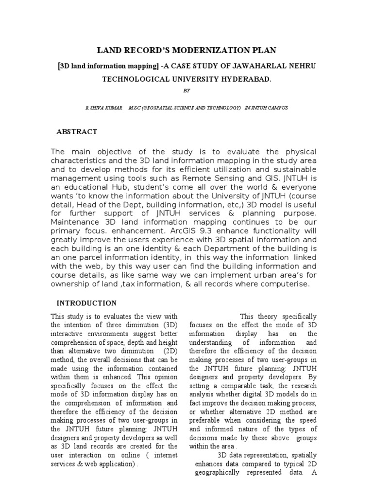 Land Record'S Modernization Plan ( PDF Geographic Information