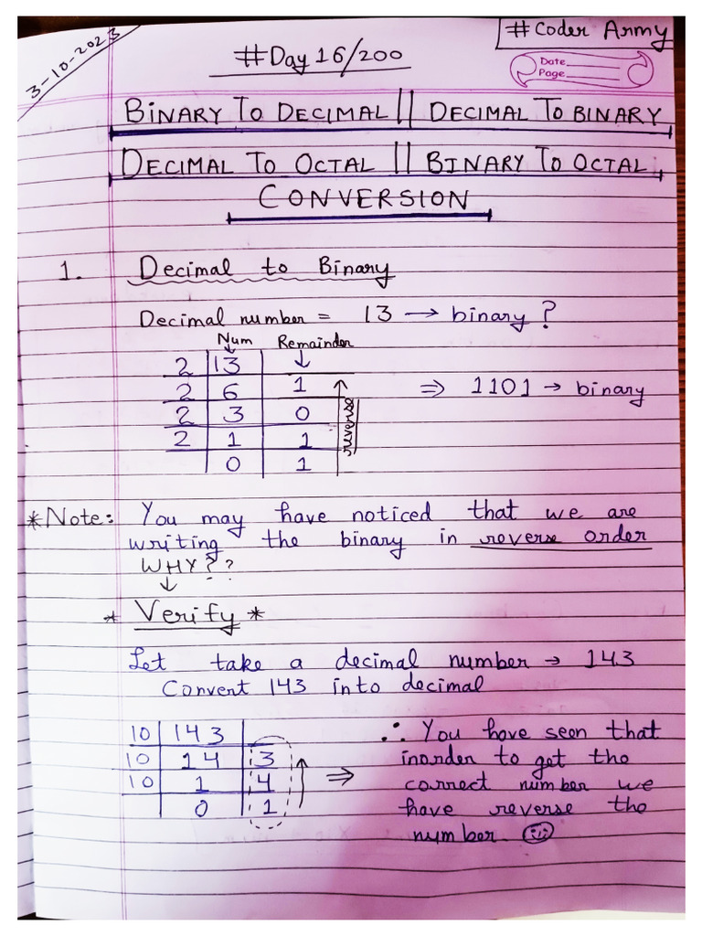 Conversion number system code notes homework day 16 pdf
