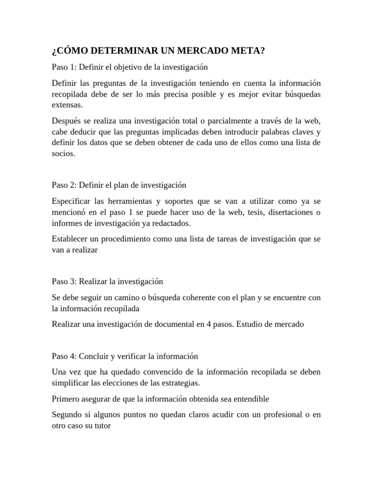 Cómo Determinar Un Mercado Meta | PDF