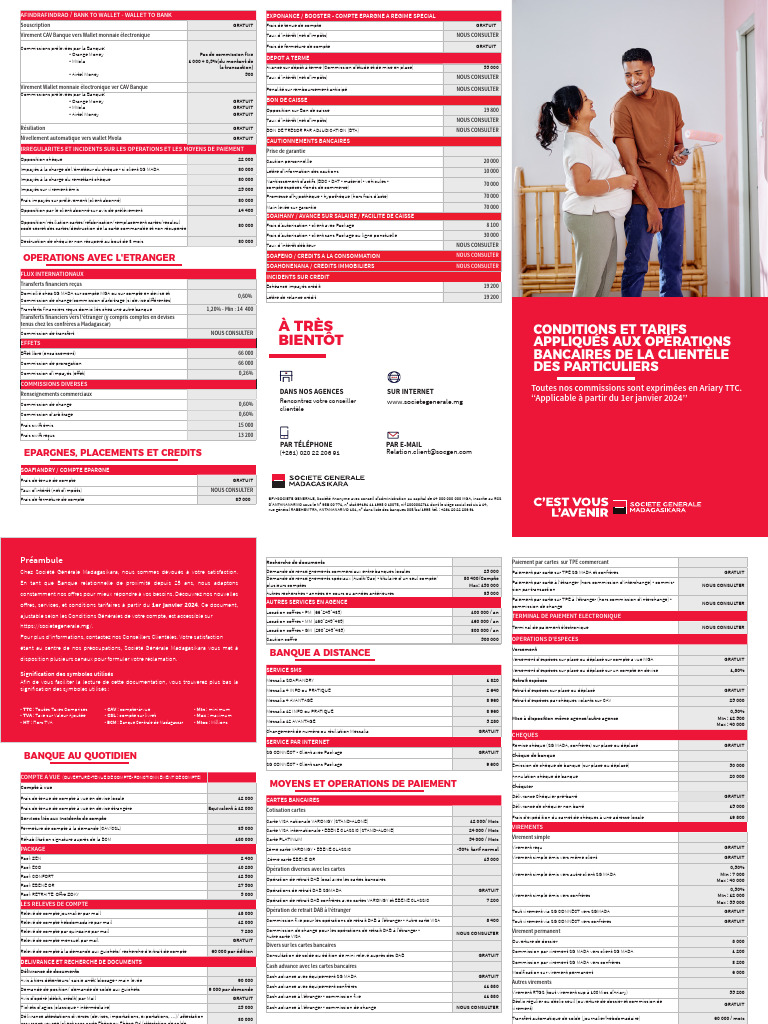 Condition Tarifaire Client Particuliers - SG Mada 2024 5 - Vfin | PDF